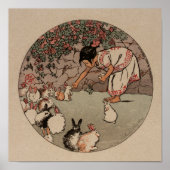Elegante vintage konijnenkunst Charmante Cottageco Poster (Voorkant)