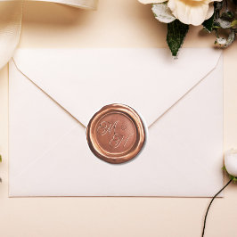 Elegante vintage koperen klassieke initialen trouw ronde sticker