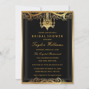 Elegante vintage kroonluchter bruiloft feest uitno kaart