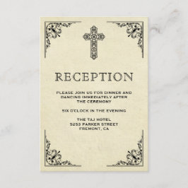 Elegante Vintage Kruik Christelijke Trouwreceptie Informatiekaartje