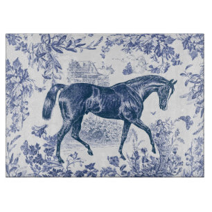 Elegante Vintage Landelijke Blauwe Paard Toile Snijplank