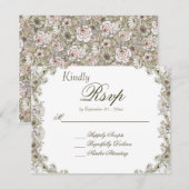 Elegante Vintage Landelijke Bloem Bruiloft RSVP Ka Kaart (Voorkant / Achterkant)