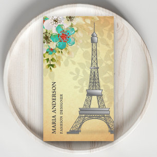Elegante Vintage Landelijke Bloemen Paris Eiffelto Visitekaartje