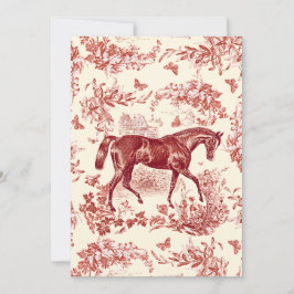 Elegante Vintage Landelijke Rode Paard Bloemmotief Kaart