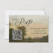 Elegante vintage landschap QR-code bruiloft RSVP Kaartje (Voorkant)