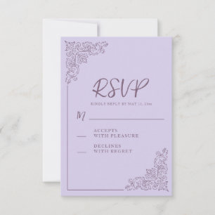 Elegante Vintage Lavendel Bruiloft RSVP Kaartje