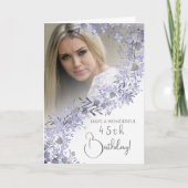 Elegante vintage lavendel verjaardagsfotokaart kaart (Voorkant)