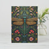 Elegante vintage libelle boho botanisch kaart (Staand voorkant)
