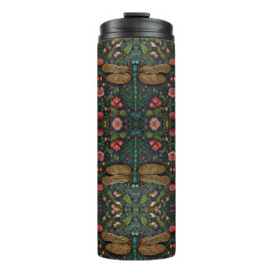 Elegante vintage libelle boho botanisch thermosbeker