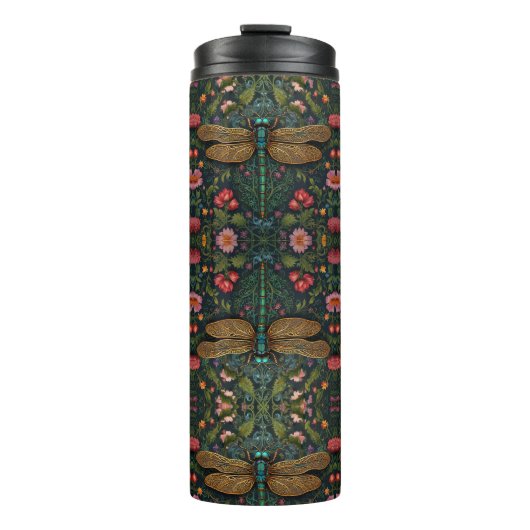 Elegante vintage libelle boho botanisch thermosbeker (Voorkant)
