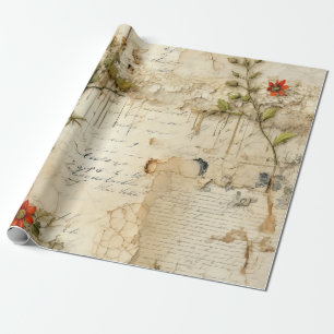 Elegante Vintage Liefdesbrief Bloem Cadeaupapier