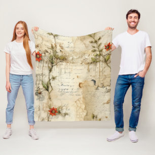 Elegante Vintage Liefdesbrief Bloem Fleece Deken