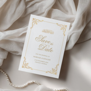 Elegante vintage lijst goud script moslim bruiloft save the date