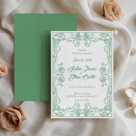 Elegante Vintage Lijst Huwelijksuitnodiging Kaart