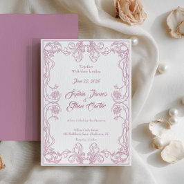 Elegante Vintage Lijst Huwelijksuitnodiging Kaart
