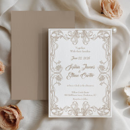 Elegante vintage lijst trouwuitnodiging kaart