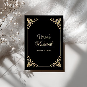 Elegante Vintage Lijst Zwart Umrah Mubarak Groet Kaart