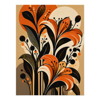 Elegante Vintage Lilien Retro Botanik Floral Kunst Perfect Poster
