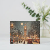Elegante Vintage Londen Kerst Feestdagenkaart (Staand voorkant)