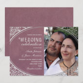 Elegante Vintage Luxe Paarse Bruiloft Kaart (Voorkant / Achterkant)