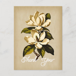 Elegante Vintage Magnolia Bloem Bedankt Briefkaart
