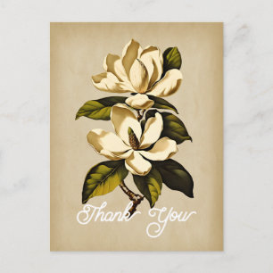 Elegante Vintage Magnolia Bloem Bedankt Briefkaart