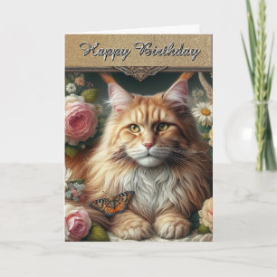 Elegante vintage Maine Coon kat Kaart
