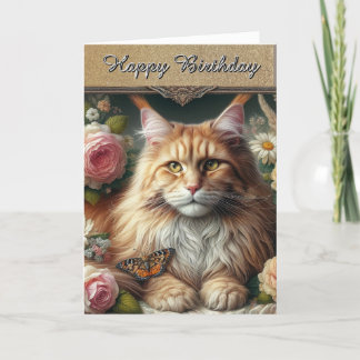 Elegante vintage Maine Coon kat Kaart