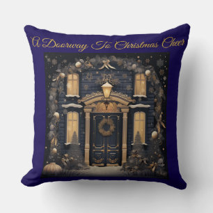Elegante vintage marineblauwe en gouden sierkussen