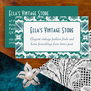 Elegante vintage mode QR-code retro tegelpatroon Visitekaartje