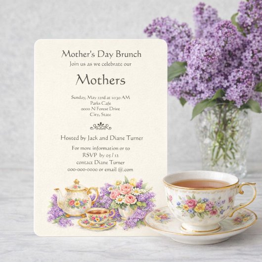 Elegante Vintage Moederdag Brunch Kaart