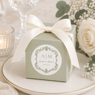 Elegante Vintage Monogram Huwelijk Ronde Sticker
