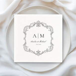 Elegante Vintage Monogram Huwelijksservetten   Servet