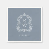 Elegante Vintage Monogram Wapenschild Stofblauw Br Servet (Voorkant)