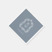 Elegante Vintage Monogram Wapenschild Stofblauw Br Servet (Hoek)