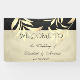 Elegante vintage namaak gouden bladeren trouwbanne spandoek