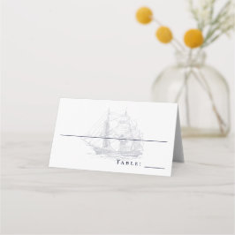 Elegante Vintage Nautical Schip Witte Trouw  Plaatskaartje