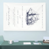 Elegante Vintage Nauticale Scheeps Bestemming Huwe Spandoek (Beurs)
