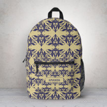 Elegante vintage navy geel damast monogram toile