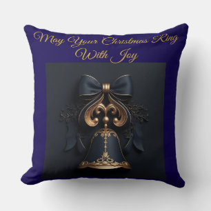 -Elegante vintage navyblauwe en gouden chr Kussen