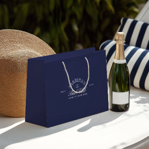 Elegante vintage navyblauwe vrijgezellenfeestcadea groot cadeauzakje