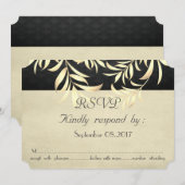 Elegante vintage nepgoudbladeren RSVP Kaart (Voorkant / Achterkant)