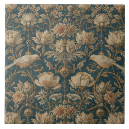 Elegante Vintage Nieuwe Bloemrijke Vogels Tegeltje