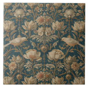 Elegante Vintage Nieuwe Bloemrijke Vogels Tegeltje