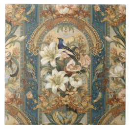 Elegante Vintage Nieuwe Bloemrijke Vogels Tegeltje