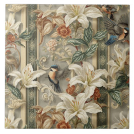 Elegante Vintage Nieuwe Bloemrijke Vogels Tegeltje