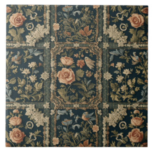 Elegante Vintage Nieuwe Bloemrijke Vogels Tegeltje