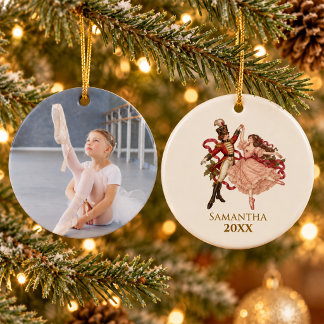 Elegante Vintage Notenkraker Ballet Kerst Foto Keramisch Ornament