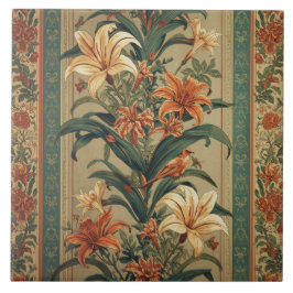 Elegante Vintage Nouveau Bloemrijke Vogels Tegeltje