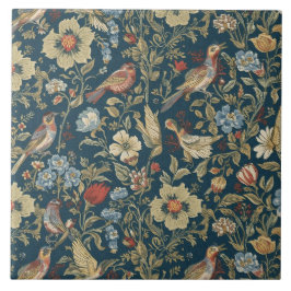 Elegante Vintage Nouveau Bloemrijke Vogels Tegeltje